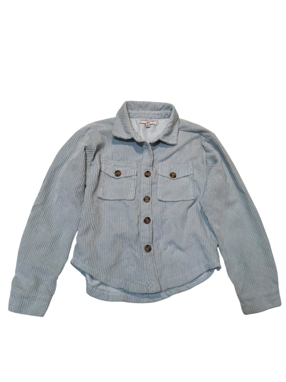 Sincerely Jules Girls Size 10 Button Down Shirt Corduroy Light Blue Long Sleeve
